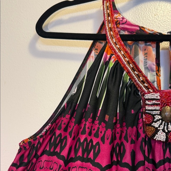 JohnPaulRichard Vibrant Pink and Black Beaded summer dress - Picture 5 of 8